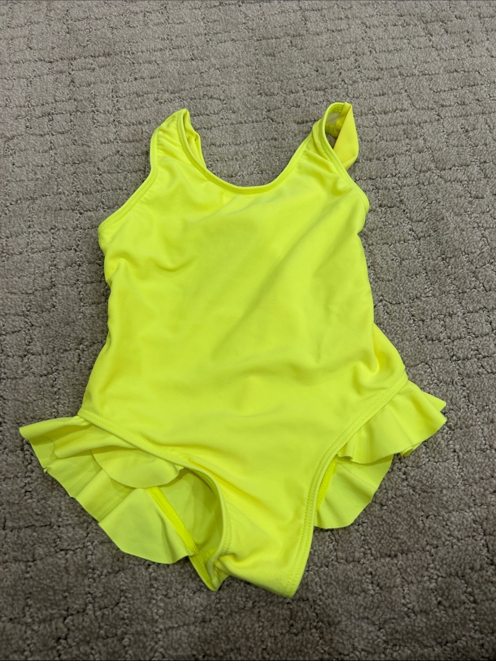 Kids Neon Yellow Ruffle One-Piece Swimsuit - Unbranded